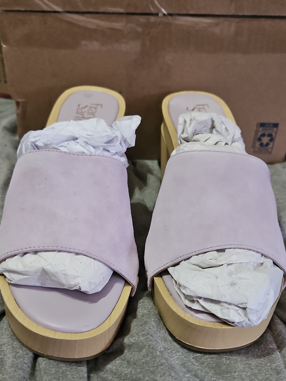 Franco Sarto Lilac Suede Slide Clogs with Platform